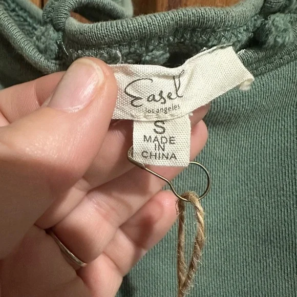 NWT Easel Sage Short Sleeve Top oversized  raw hem boxy top 100% cotton S - Picture 6 of 7